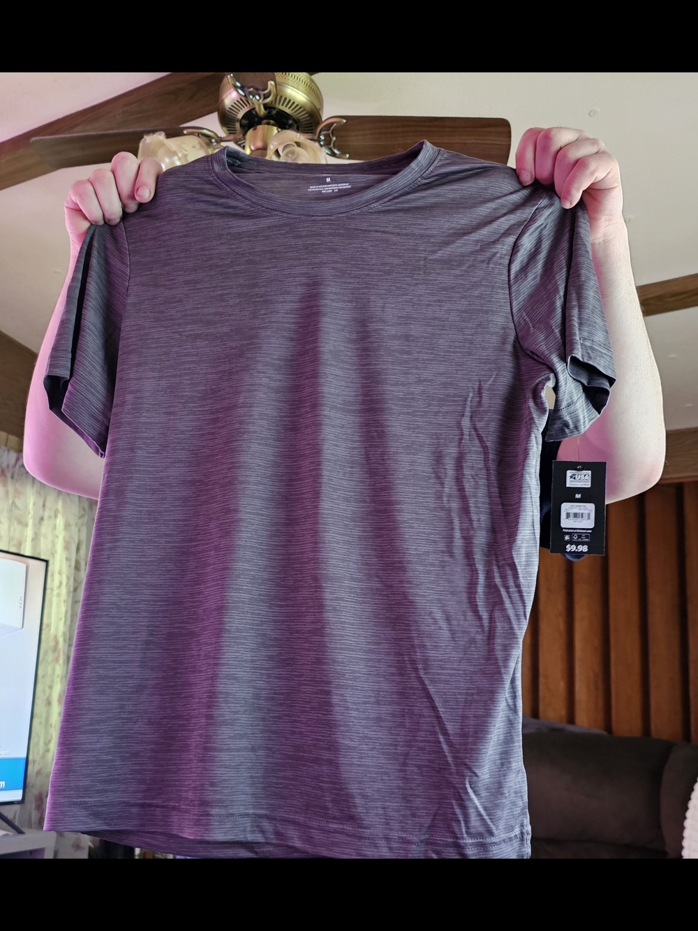 Athletic Works charcoal grey stripe poly jersey Size M NWT Retail $10